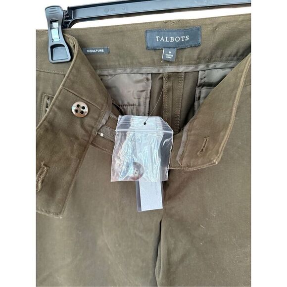 NWT Talbots Womens Brown Signature Flat Front Straight Leg Chino Pants Size 6 - Picture 9 of 14